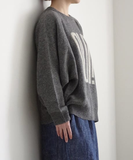 i c h i  250467・250468  Shetland Wool Knit Pullover / GRAY “OUI!”・ IVORY “NON!”