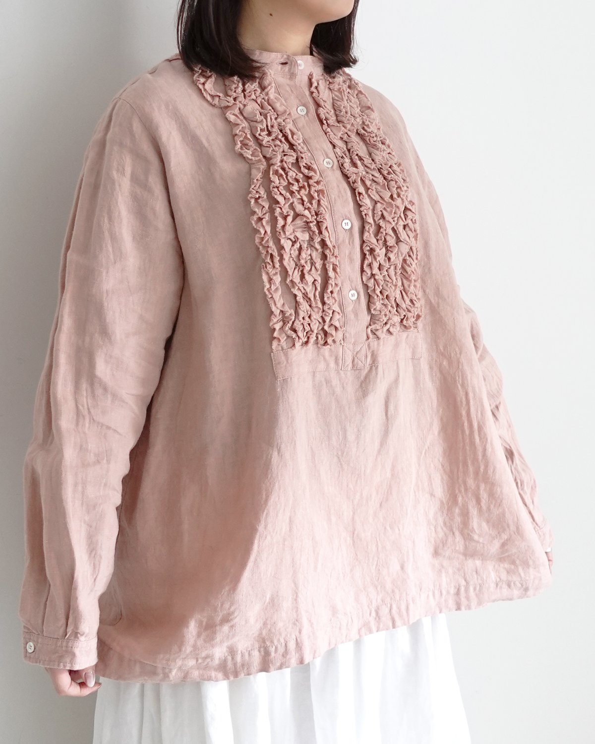 Fleuri フルリセット ichiAntiquités 1100929 Linen Frill Blouse / 3