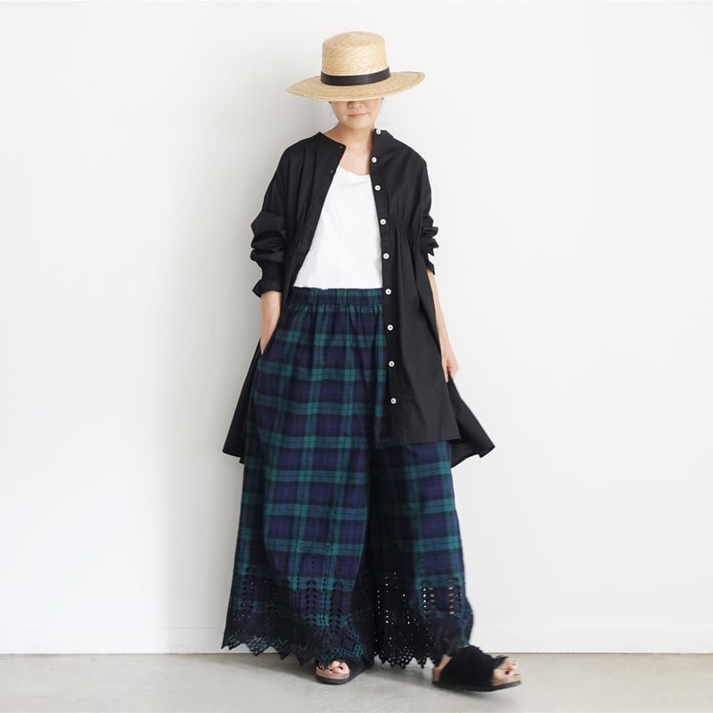 i c h i 230429 Scallop Pants / C : BLACK WATC...