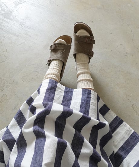 i c h i 251035 Cotton Linen Border Dress / 2 COLORS