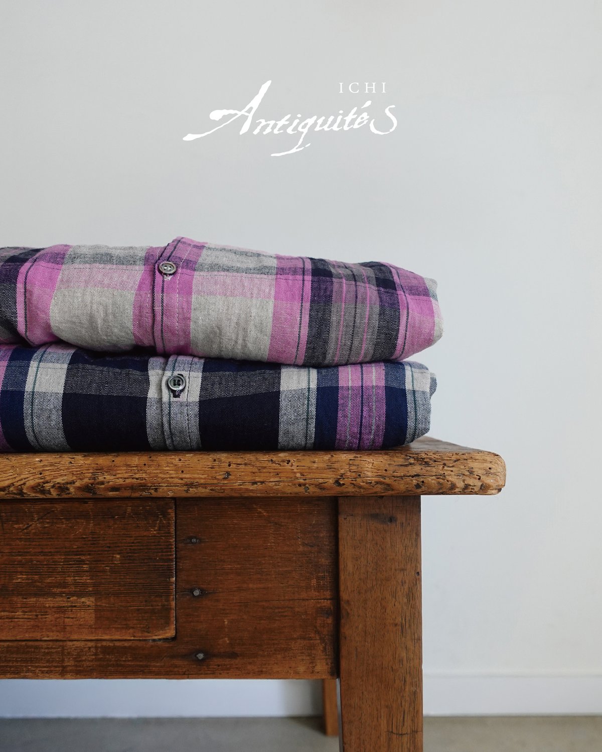ichiAntiquités 1000916 Linen Cotton Check Shirt