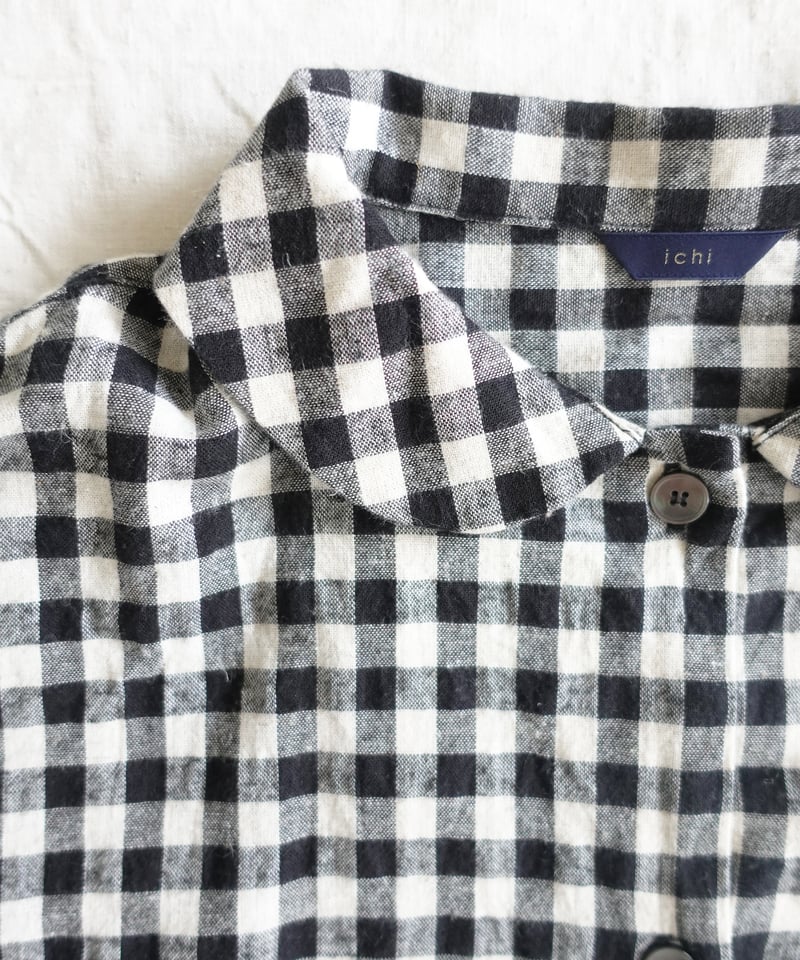i c h i 250707 Cotton Linen Gingham Shirt / B: