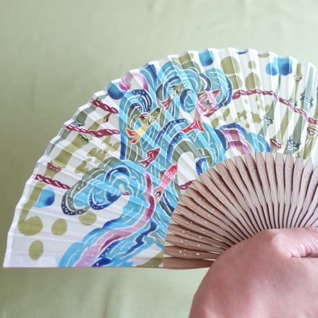 絹扇子「清流のくらし」