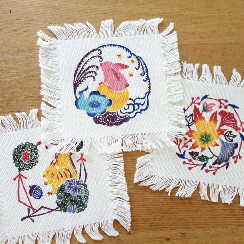 季節を染めるコースター(染め用)3ヶ月セット | 紅型 工房チリントゥ