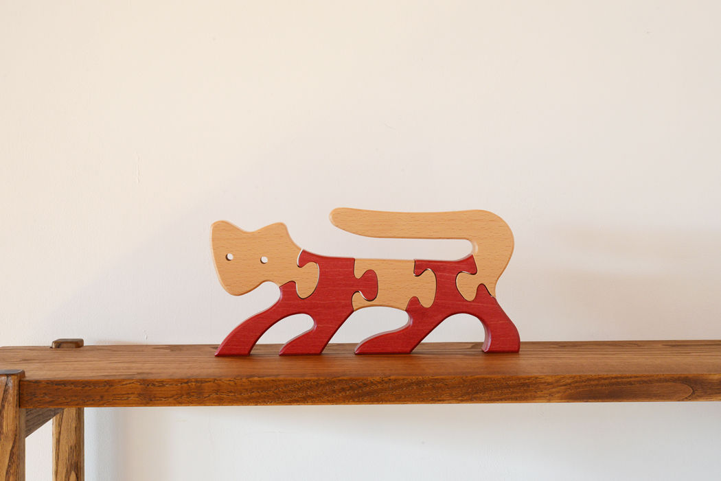 2才-大人〉VITALI 動物パズル ねこ (赤) | TOYS&GIFTS MOMO