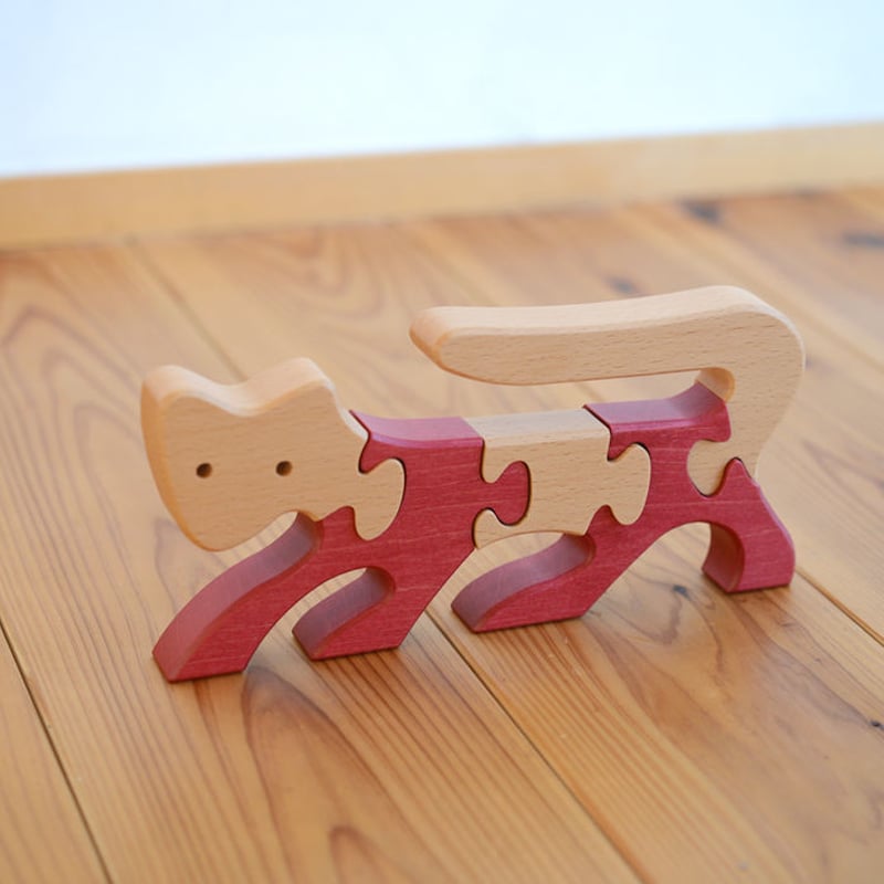2才-大人〉VITALI 動物パズル ねこ (赤) | TOYS&GIFTS MOMO