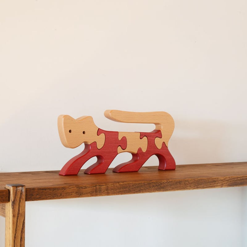 2才-大人〉VITALI 動物パズル ねこ (赤) | TOYS&GIFTS MOMO