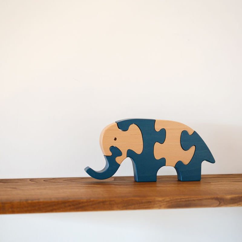 2才-大人〉VITALI 動物パズル ぞう (青) | TOYS&GIFT MOMO