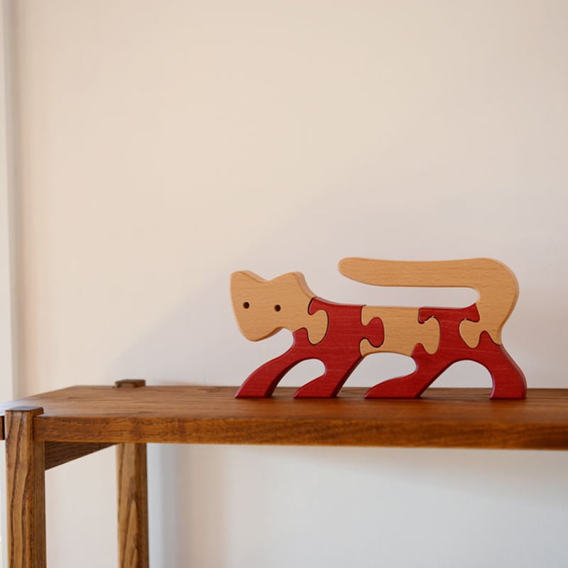 2才-大人〉VITALI 動物パズル ねこ (赤) | TOYS&GIFTS MOMO