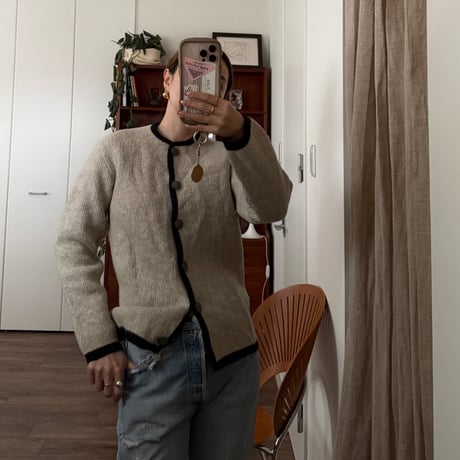 bi-color knit cardigan