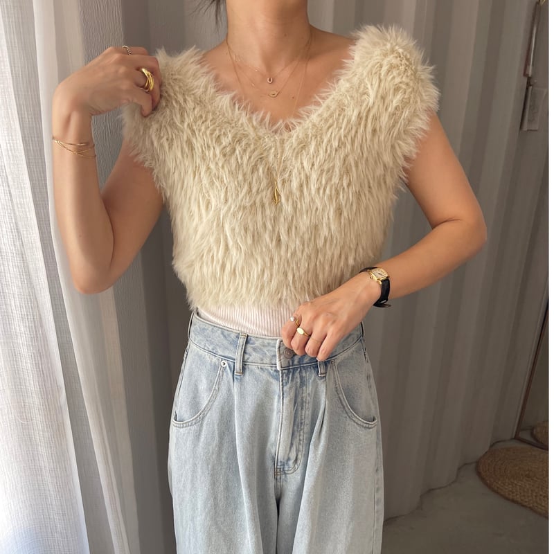 【willfully】double face shaggy knit vest willfully】double face shaggy knit vest｜image-tek.nl