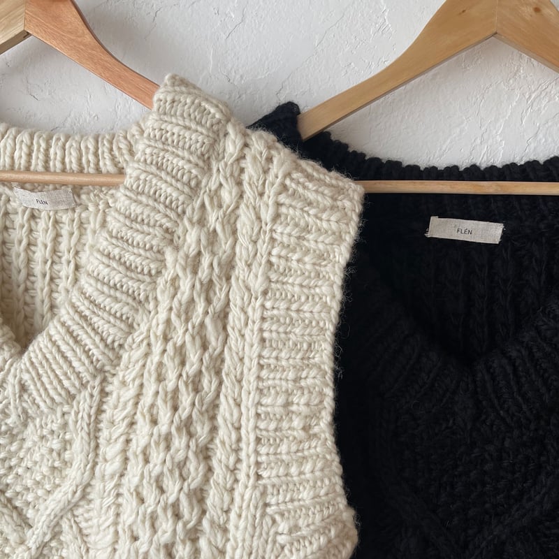 FLEN handmade knit vest アイボリー original］handmade knit vest (2color) | FLÉN