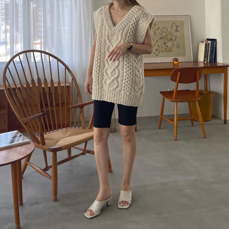 FLEN handmade knit vest アイボリー