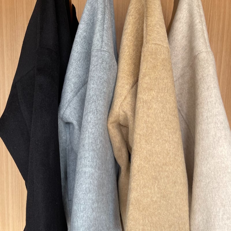 original] no collar shaggy middle coat (4color