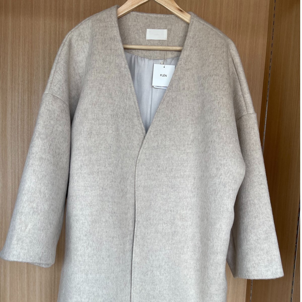 original] no collar shaggy middle coat (4color