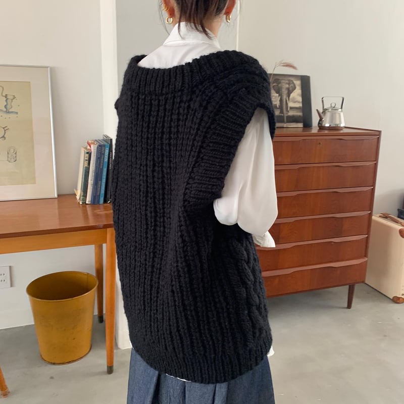 FLEN handmade knit vest アイボリー original］handmade knit vest (2color) | FLÉN