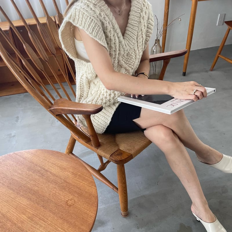 FLEN handmade knit vest アイボリー