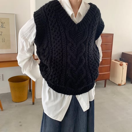 [original］handmade knit vest (2color)