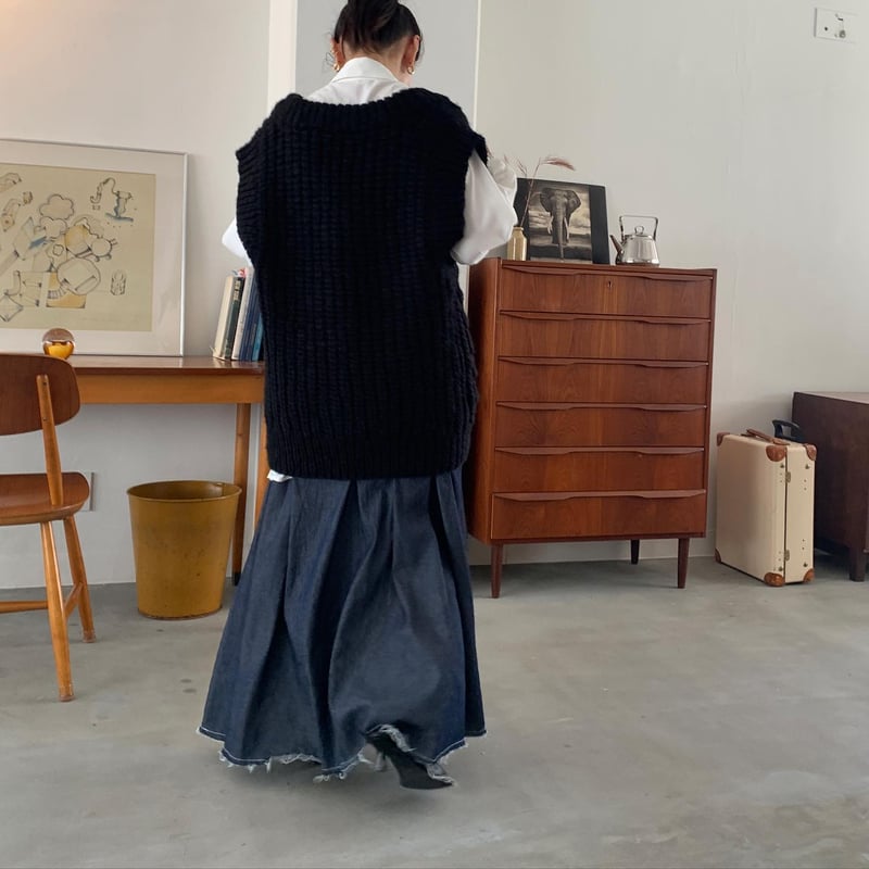 FLEN handmade knit vest アイボリー FLEN handmade knit vest アイボリー
