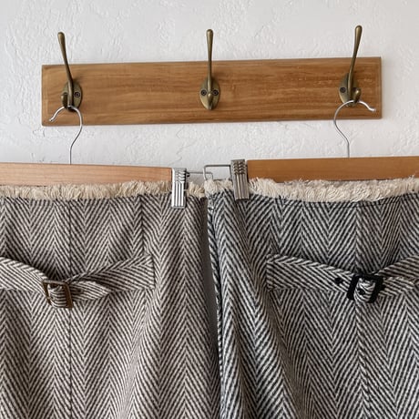 [original] herringbone fringe long skirt (2color)