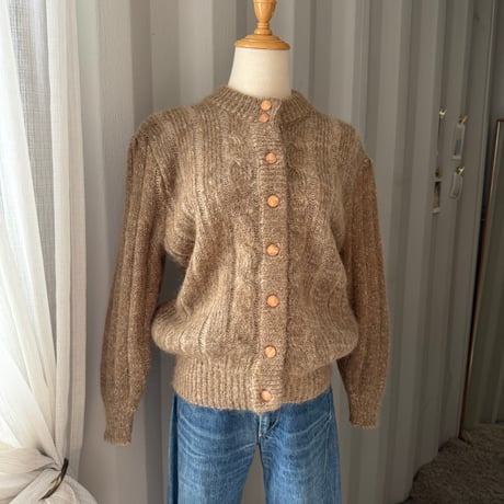 puff sleeve knit cardigan