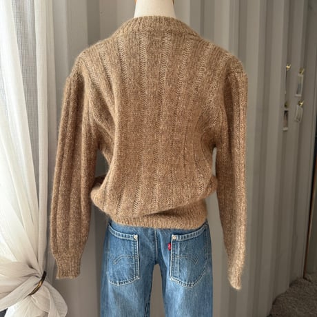 puff sleeve knit cardigan