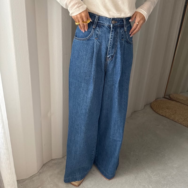 UNCHANGED DENIM Tuck Wide Pants セットアップ UNCHANGED DENIM Tuck Wide Pants セットアップ VOAAOV（ヴォアーブ