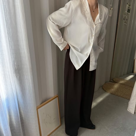 blanket lining tuck wide pants（2color）