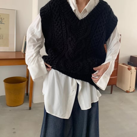 [original］handmade knit vest (2color)