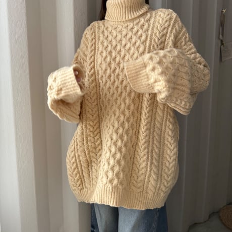 turtleneck cable knit tops