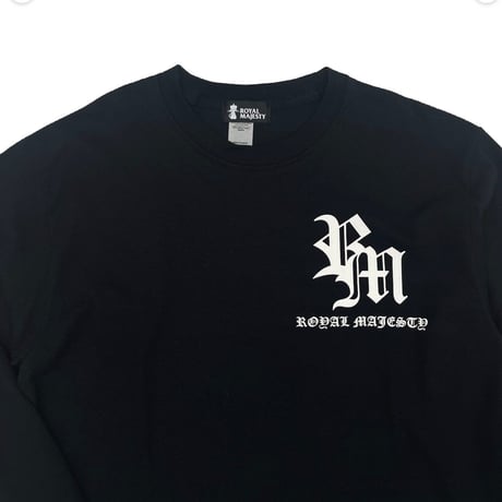 ROYAL MAJESTY -【CROSS ON SLEEVE RIB  / LONG SLEEVE T SHIRTS -  BLACK】