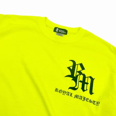 ROYAL MAJESTY -【CROSS ON SLEEVE RIB  / LONG SLEEVE T SHIRTS -  LIME GREEN】