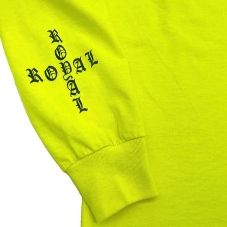 ROYAL MAJESTY -【CROSS ON SLEEVE RIB  / LONG SLEEVE T SHIRTS -  LIME GREEN】