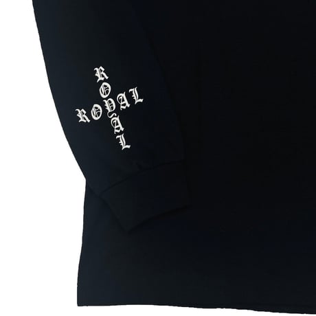 ROYAL MAJESTY -【CROSS ON SLEEVE RIB  / LONG SLEEVE T SHIRTS -  BLACK】