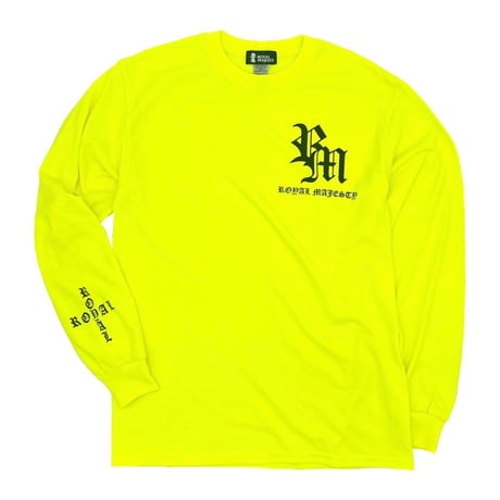 ROYAL MAJESTY -【CROSS ON SLEEVE RIB  / LONG SLEEVE T SHIRTS -  LIME GREEN】