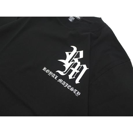 ROYAL MAJESTY -【OLD ENGLISH CROSS ON SLEEVE T-SHIRTS -  BLACK】