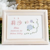 お七夜 命名ボード 刺繍 命名書 フレーム入り アコルダージュ（ホワイト生地）