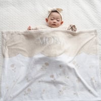 オールシーズン使える通年用素材 出産祝い 女の子 名前入りブランケット  シャルロット・ベージュ