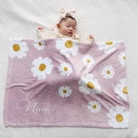 春夏も快適な通年用素材 出産祝い 女の子 名前入りブランケット  ベルフルール・ニュアンスモーヴ