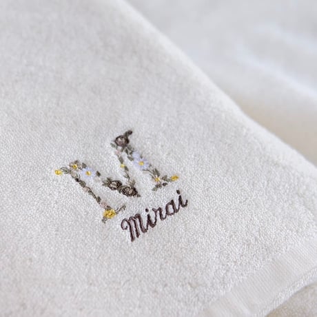 出産祝い 男の子 女の子 刺繍 名入れ ギフトセット オーガニックコットン名前入りバスタオル2枚セット・FLOWERS・ラヴィソン