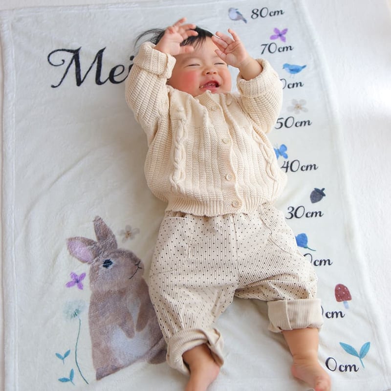 女の子 出産祝いのギフトセット 身長計付き 名前入りブランケットと名