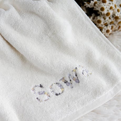出産祝い ギフトセット 刺繍 名入れ 男の子 女の子 オーガニックコットン名前入りバスタオル2枚セット・FLOWERS・リュエール