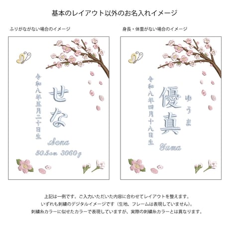 命名書 お七夜 命名式 初節句 刺繍 フレーム入り プランタニエール・ブルー（ホワイト生地）