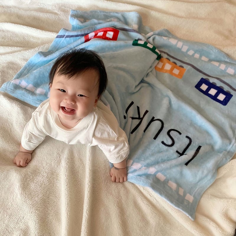 出産祝いのギフトセット 名前入りブランケット でんしゃでおでかけ 