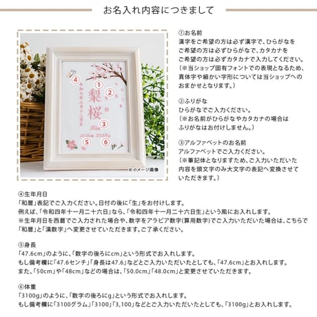 命名書 お七夜 初節句 命名式 刺繍 フレーム入り プランタニエール（ホワイト生地）