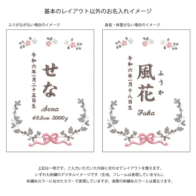 命名書 お七夜 命名紙 刺繍 フレーム入り クラシックボタニカル