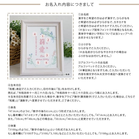 刺繍 命名書 フレーム入り 命名ボード 初節句 テンダーブーケ（ホワイト生地）