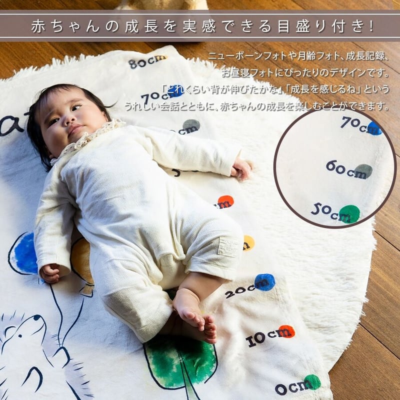 身長計付き 名前入りブランケット はりねずみと遊ぼ 出産祝いの名前