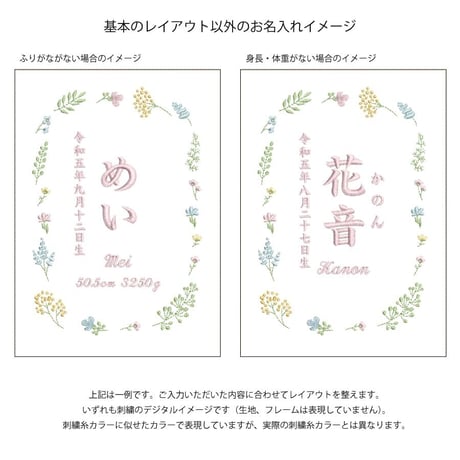 命名書 お七夜 命名式 フレーム入り フラワーピクニック・ピンク（ホワイト生地）
