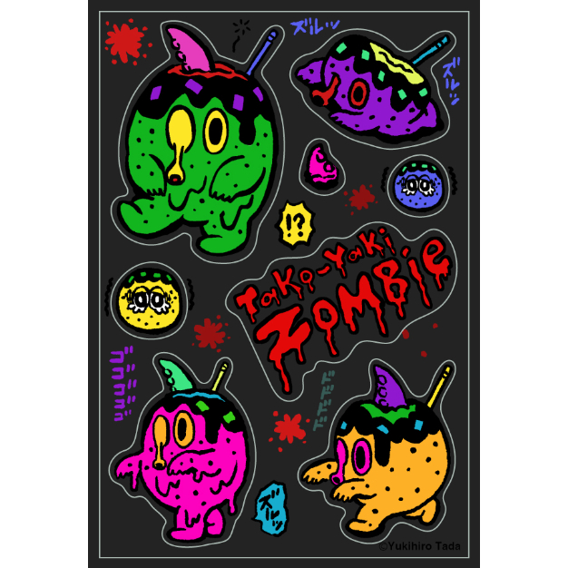 たこ焼きゾンビステッカー Tako-Yaki Zombie sticker sheet | M